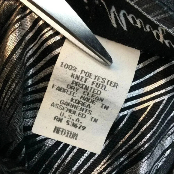 Jeri Marque Womens Silver Black Swirled Metallic Top Size Medium Vintage - Picture 6 of 8